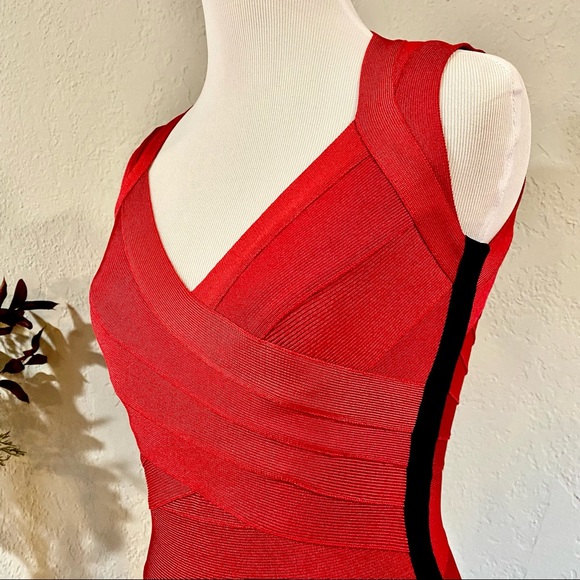 NWOT Herve Leger Amee Red Ombre Mini Dress, XS - Picture 6 of 16